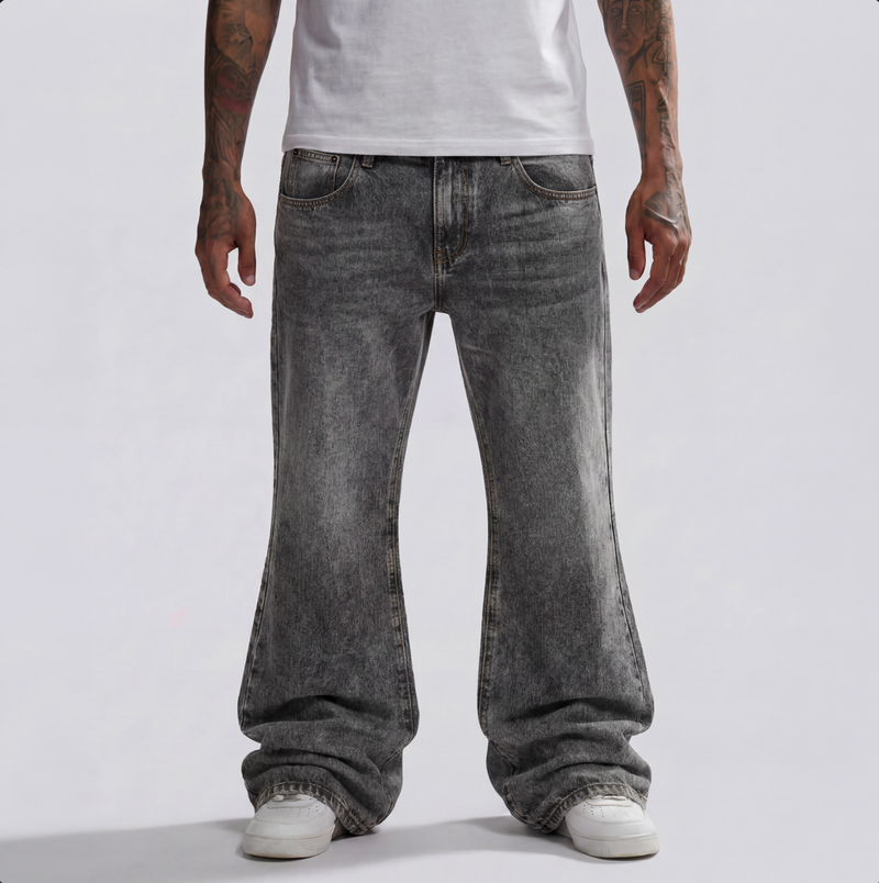 VINTAGE WIDE FLARE DENIM - GREY